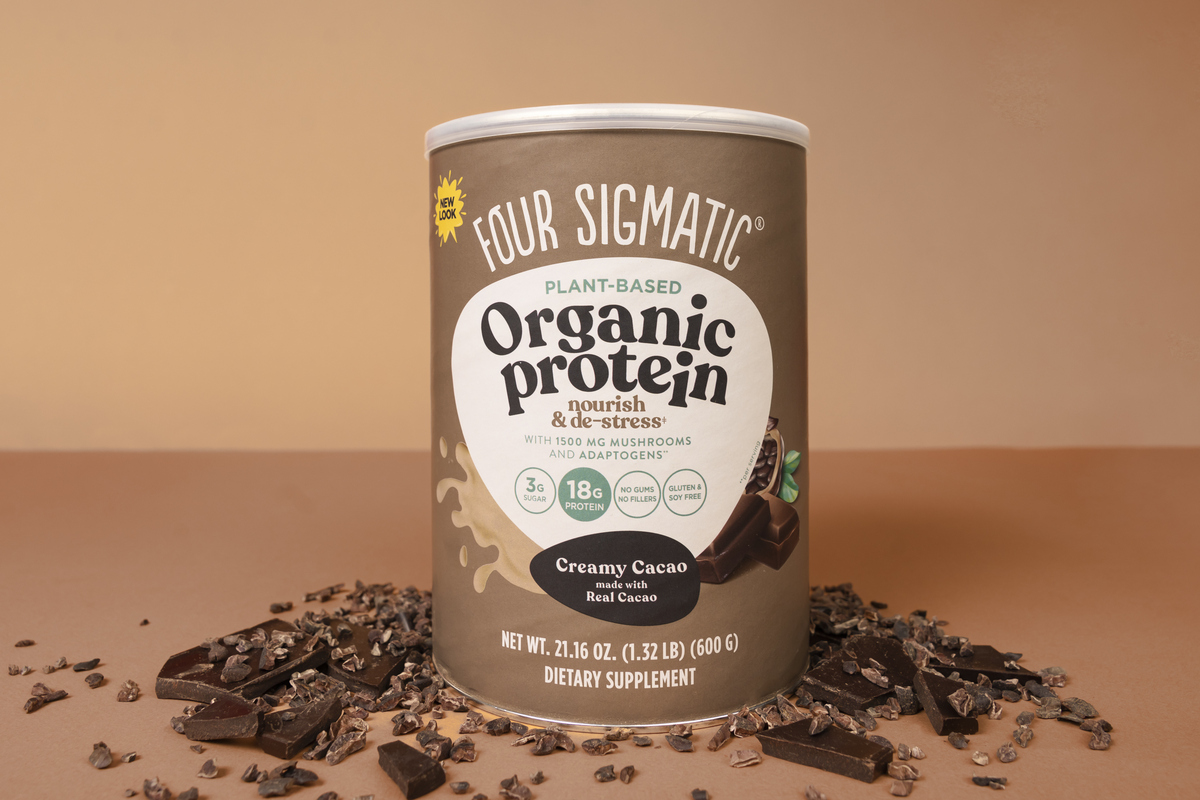 Vegan protein powder with functional mushrooms and adaptogens